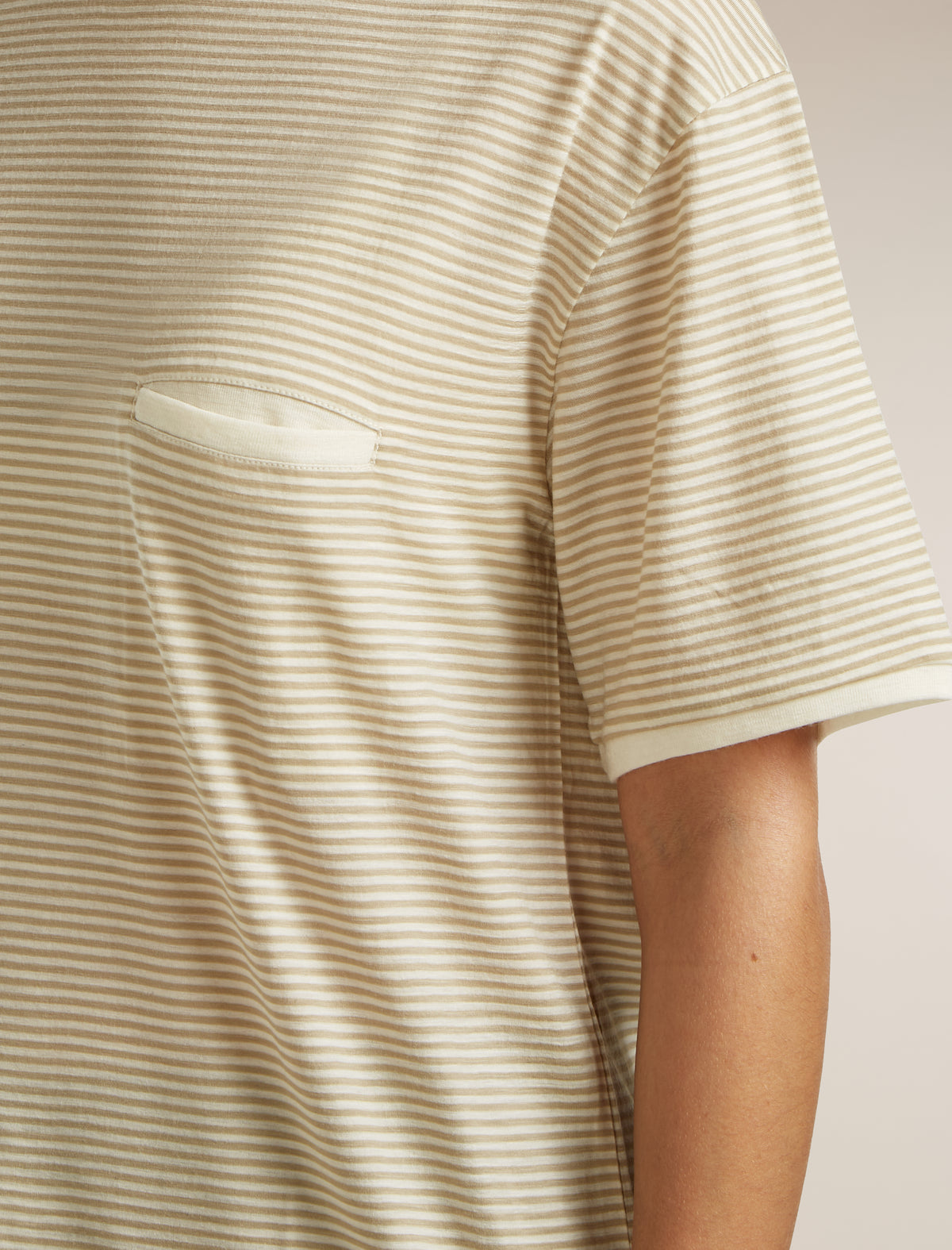 Unisex Merino 150 Short Sleeve T-Shirt Stripe Flagstone/Chalk - 13