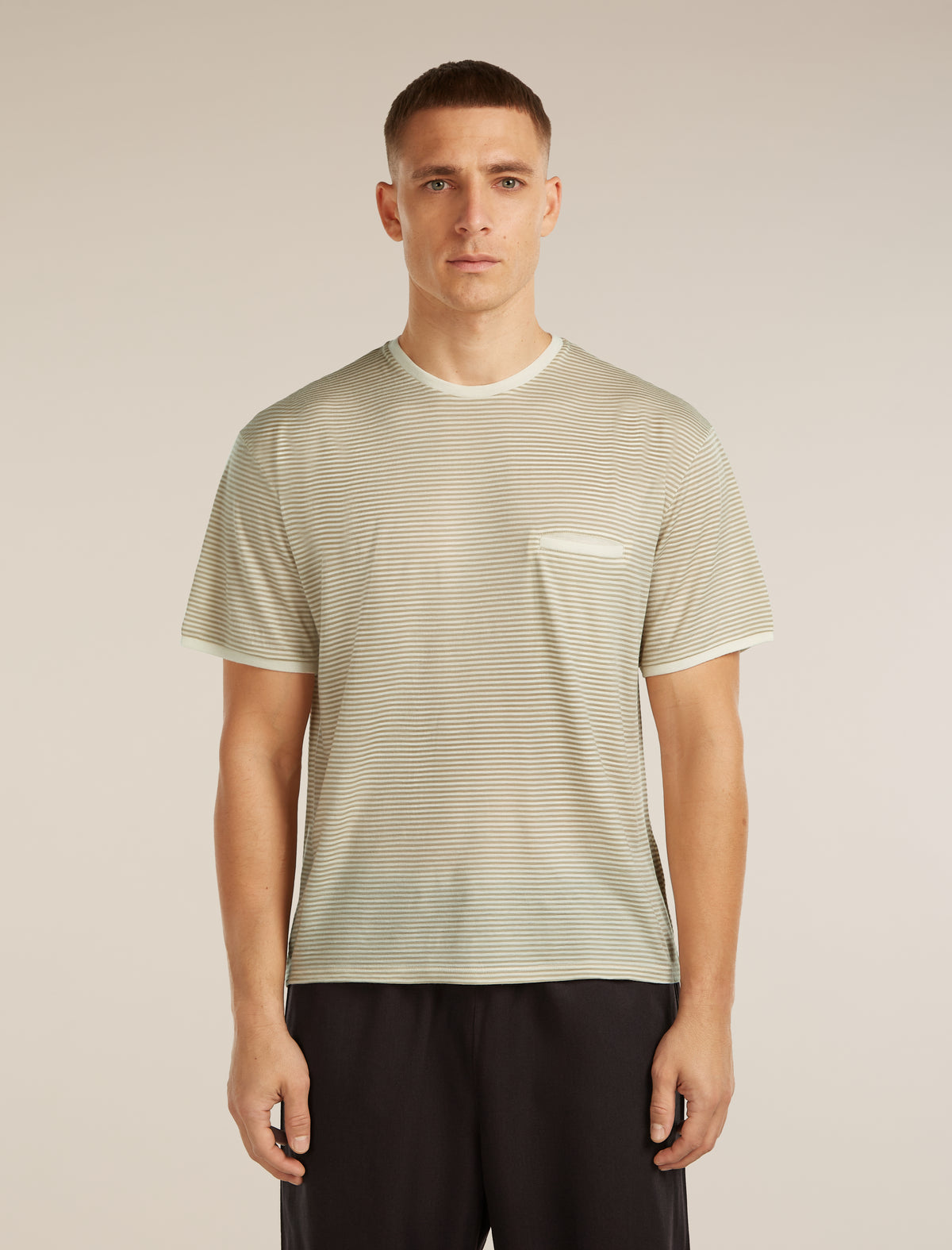 Unisex Merino 150 Short Sleeve T-Shirt Stripe Flagstone/Chalk - 3