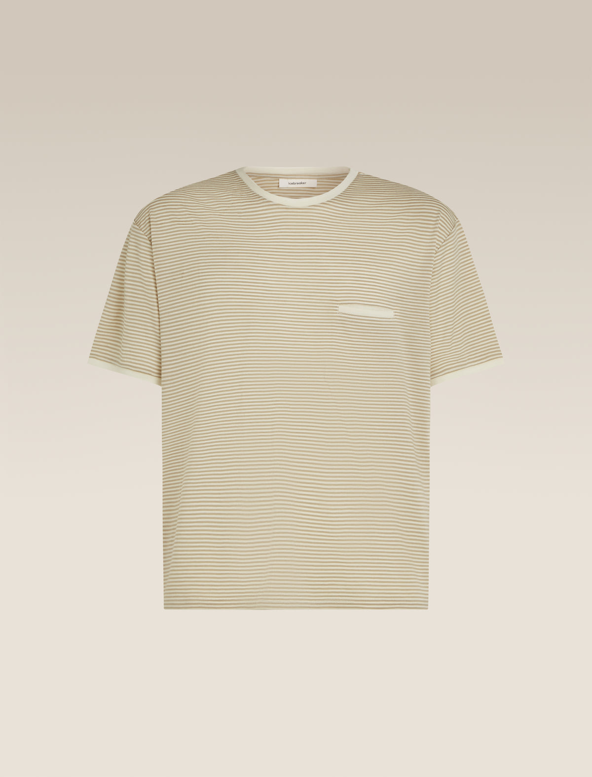 Unisex Merino 150 Short Sleeve T-Shirt Stripe Flagstone/Chalk - 19