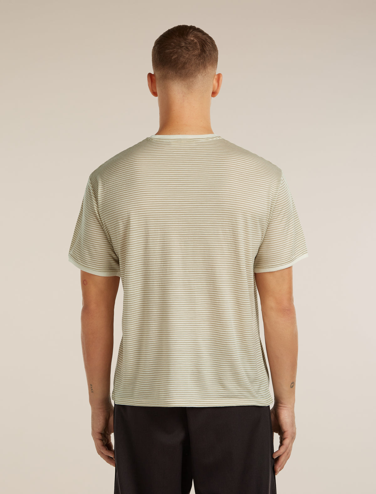 Unisex Merino 150 Short Sleeve T-Shirt Stripe Flagstone/Chalk - 5