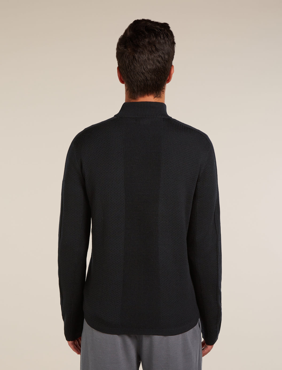 Men’s Merino icebreaker Anniversary Original Long Sleeve Half Zip Top Black - 2
