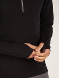 Men’s Merino icebreaker Anniversary Original Long Sleeve Half Zip Top Black - 8