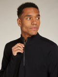Men’s Merino icebreaker Anniversary Original Long Sleeve Half Zip Top Black - 9