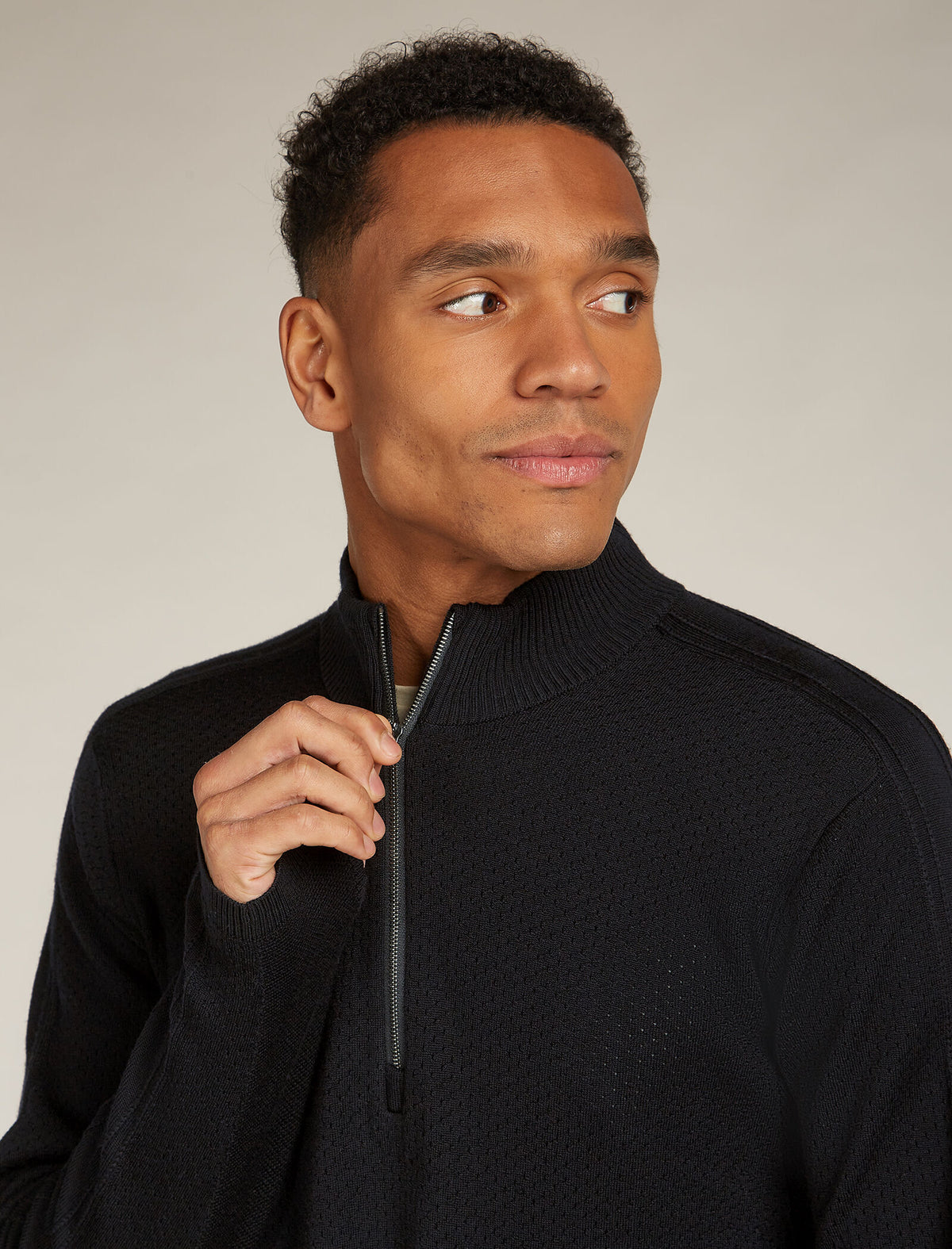 Men’s Merino icebreaker Anniversary Original Long Sleeve Half Zip Top Black - 8