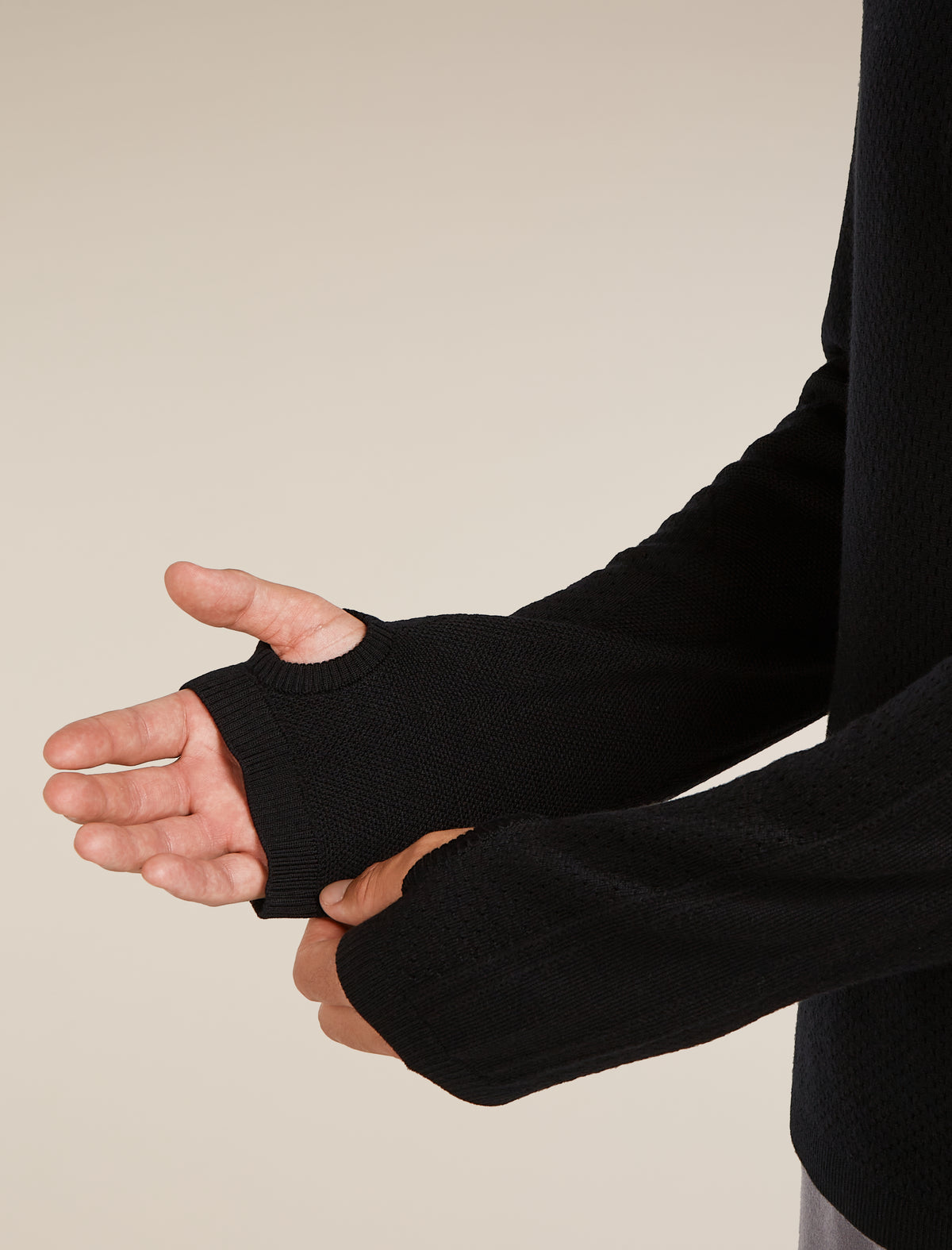 Men’s Merino icebreaker Anniversary Original Long Sleeve Half Zip Top Black - 9