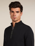 Men’s Merino icebreaker Anniversary Original Long Sleeve Half Zip Top Black - 6