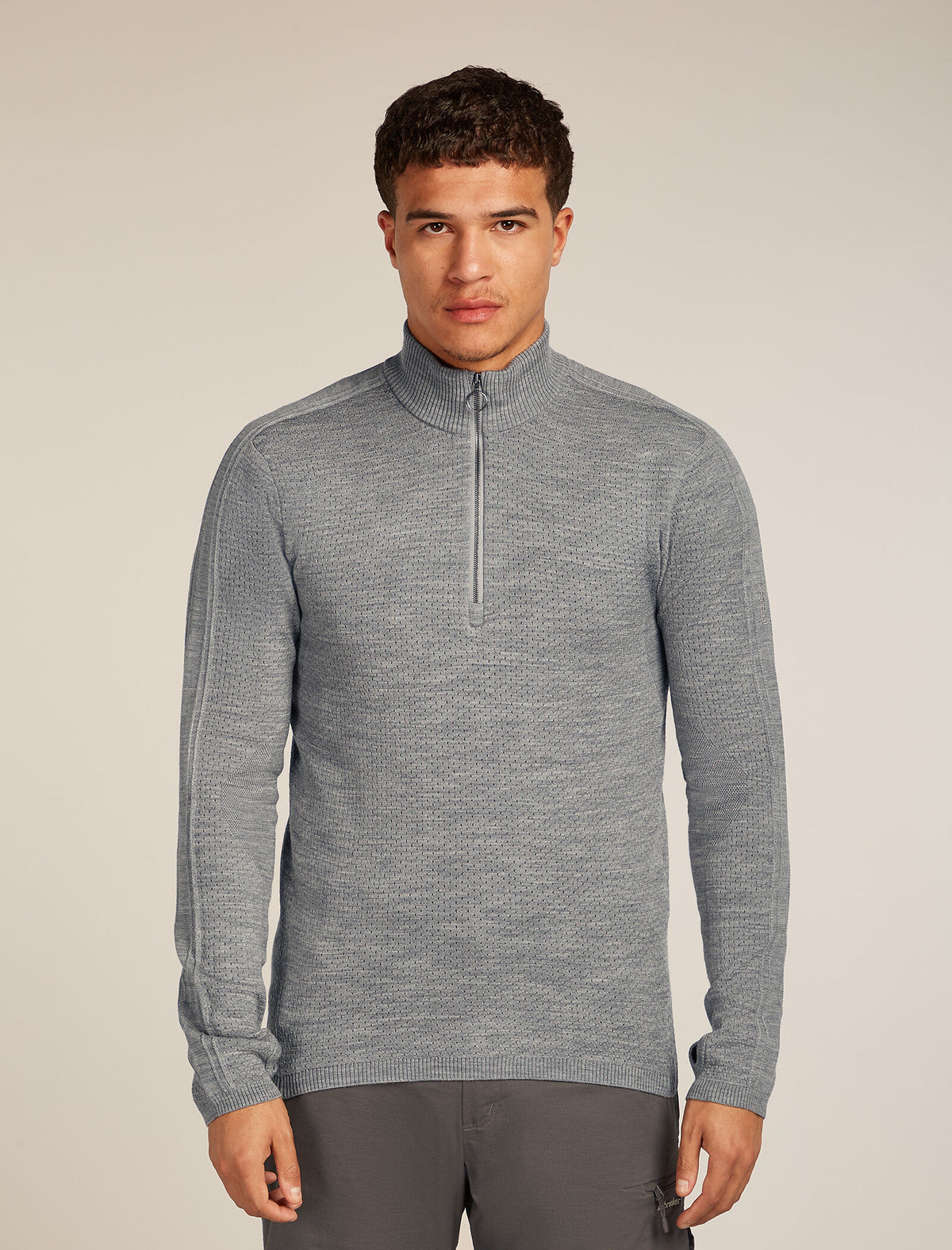 Men’s Merino icebreaker Anniversary Original Long Sleeve Half Zip Top Metro Heather - 1