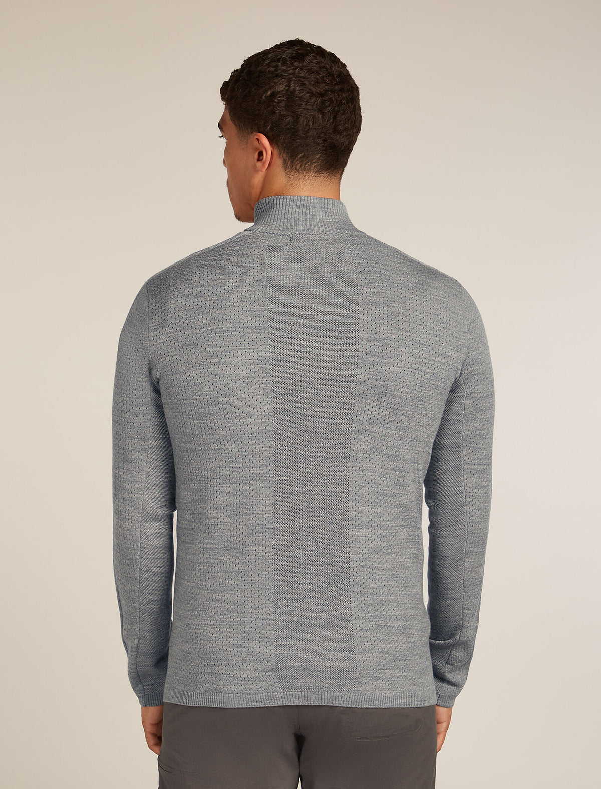 Men’s Merino icebreaker Anniversary Original Long Sleeve Half Zip Top Metro Heather - 2