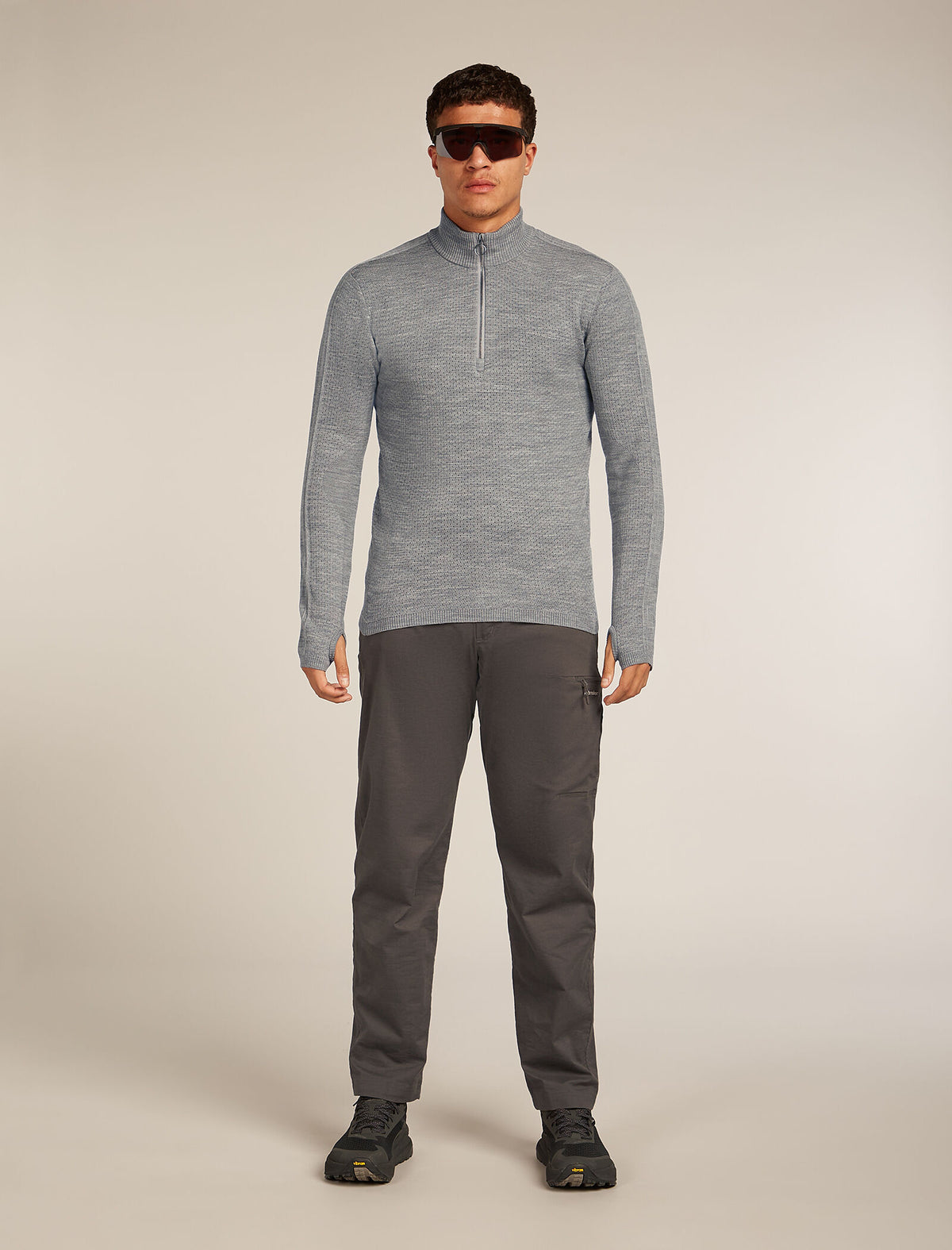 Men’s Merino icebreaker Anniversary Original Long Sleeve Half Zip Top Metro Heather - 4