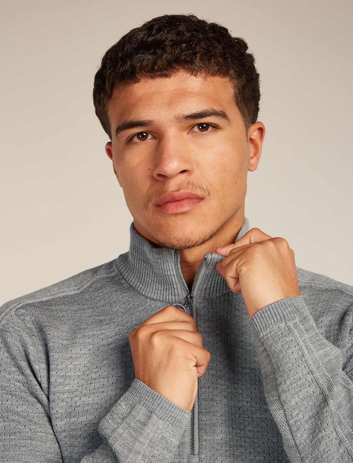 Men’s Merino icebreaker Anniversary Original Long Sleeve Half Zip Top Metro Heather - 6
