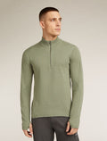 Men’s Merino icebreaker Anniversary Original Long Sleeve Half Zip Top Oil/Black/Silver - 1