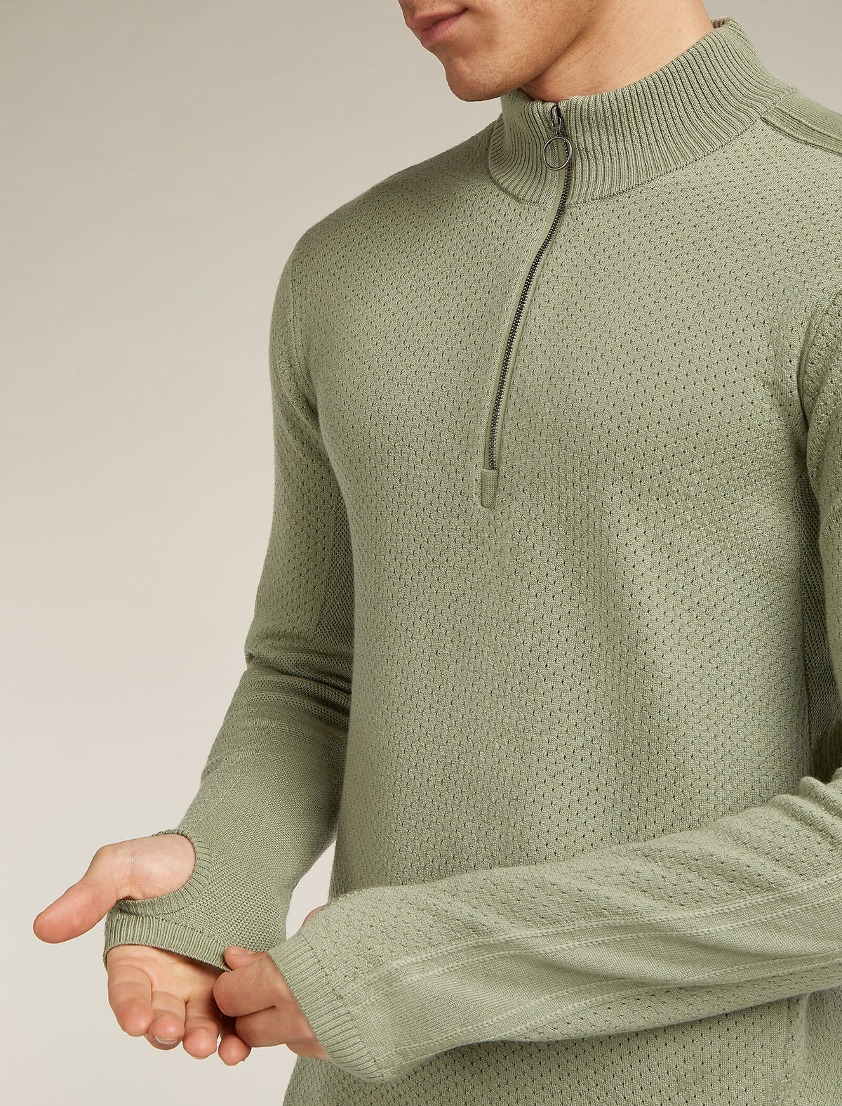 Men’s Merino icebreaker Anniversary Original Long Sleeve Half Zip Top Oil/Black/Silver - 5