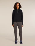Women’s Merino icebreaker Anniversary Original Long Sleeve Half Zip Top Black - 3