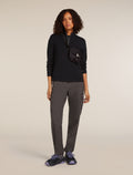 Women’s Merino icebreaker Anniversary Original Long Sleeve Half Zip Top Black - 4