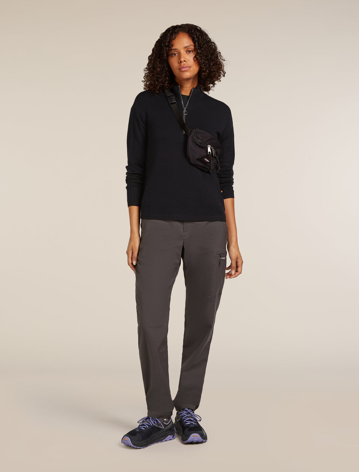 Women’s Merino icebreaker Anniversary Original Long Sleeve Half Zip Top Black - 4