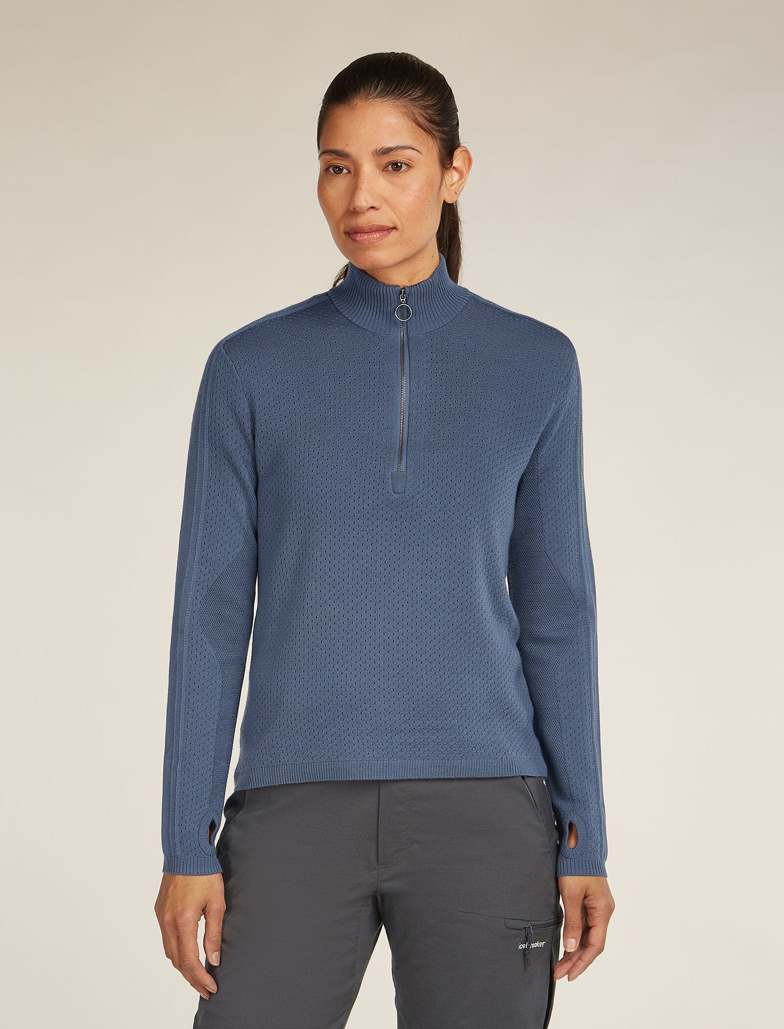 Women's Merino icebreaker Anniversary Original Long Sleeve Half Zip To