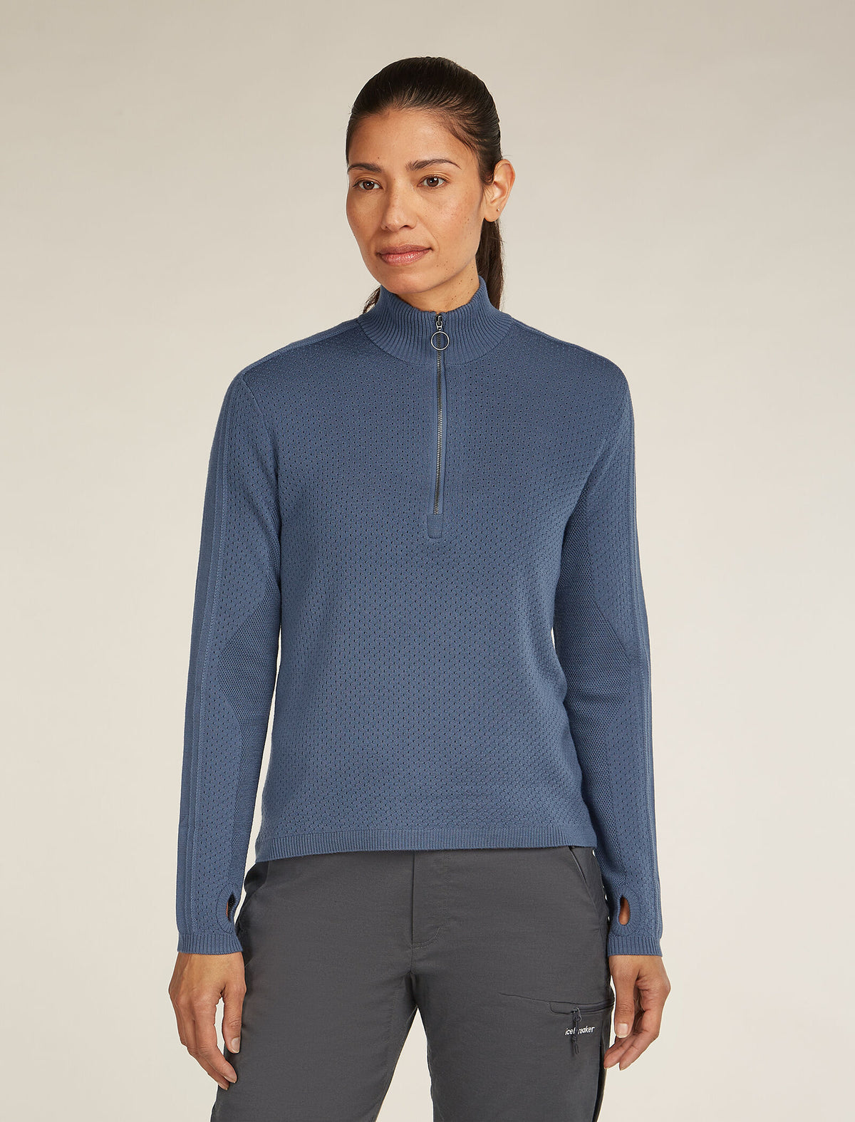 Women’s Merino icebreaker Anniversary Original Long Sleeve Half Zip Top Dawn - 1