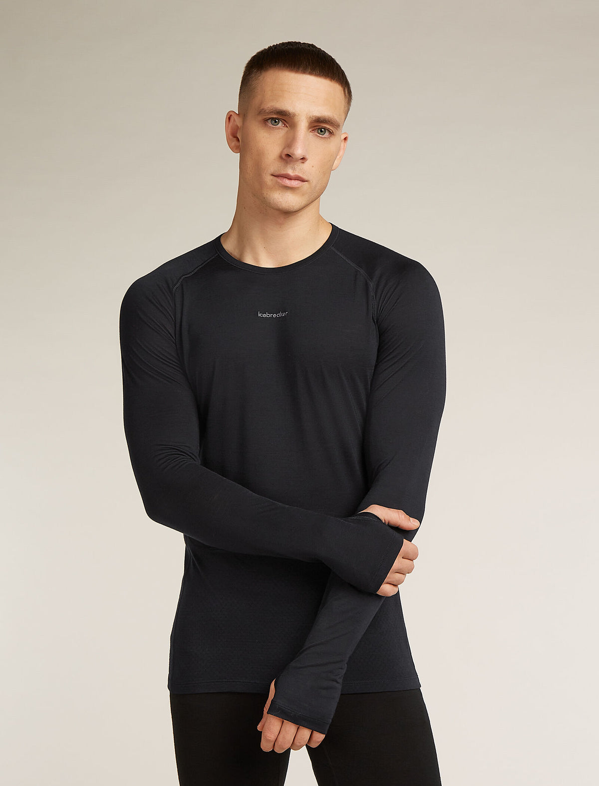 Men’s Merino Blend 125 ZoneKnit™ Long Sleeve Crewe Black - 1