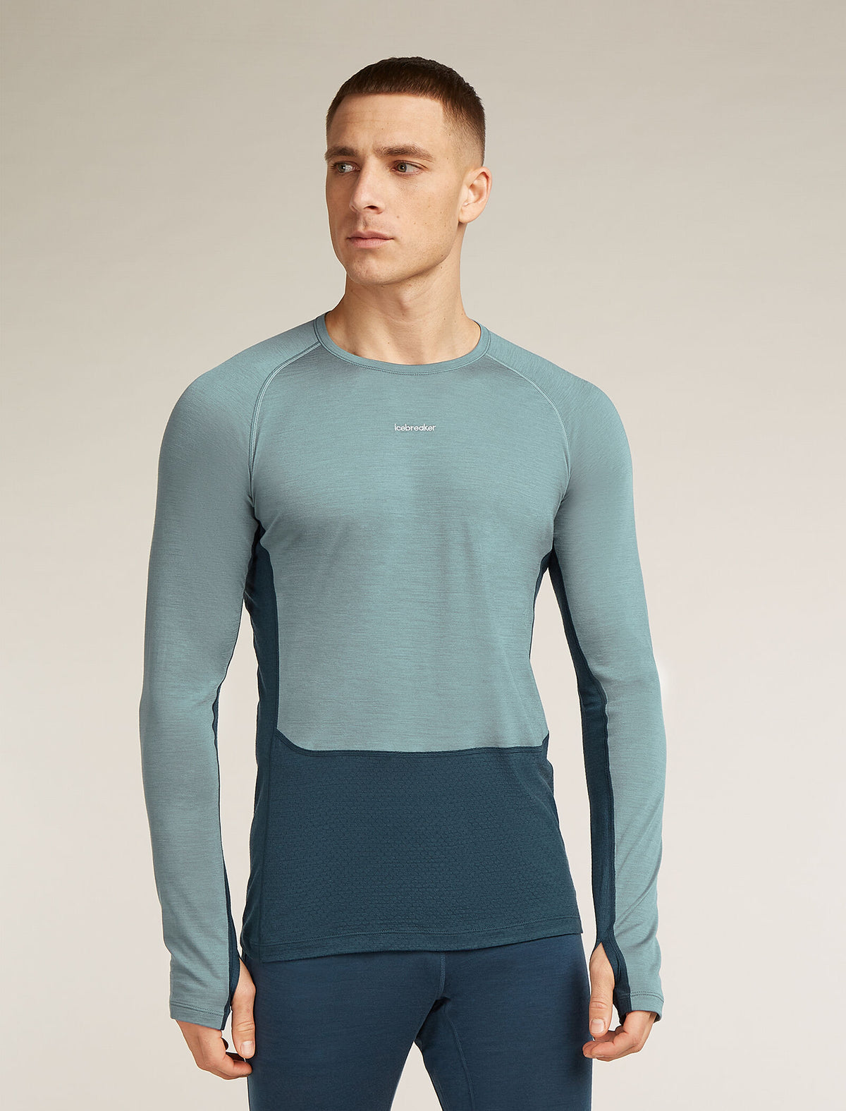 Men's Merino Blend 125 ZoneKnit™ Long Sleeve Crewe Thermal Top Abyss/blue ash - 1