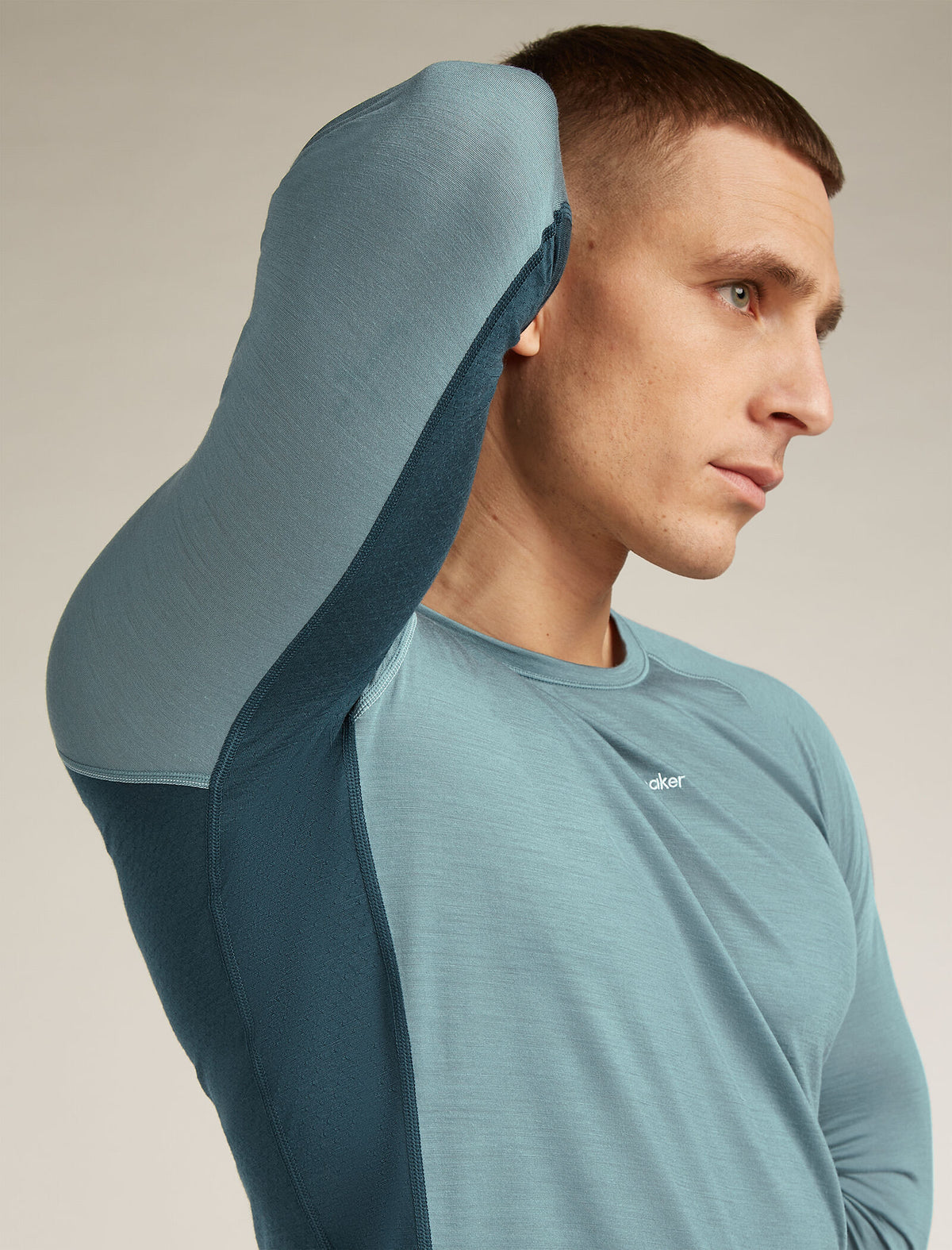 Men's Merino Blend 125 ZoneKnit™ Long Sleeve Crewe Thermal Top Abyss/blue ash - 6