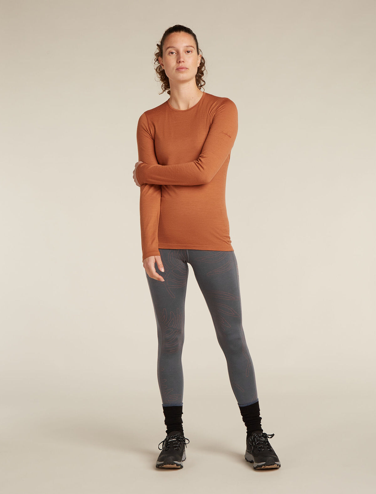 Women’s Merino 260 Fastray 25" High Rise Tights Fresh Ferns Obsidian/carob - 3
