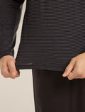Unisex Merino 150 Long Sleeve T-Shirt Stripe Before dawn/Obsidian - 11