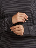 Unisex Merino 150 Long Sleeve T-Shirt Stripe Before dawn/Obsidian - 12