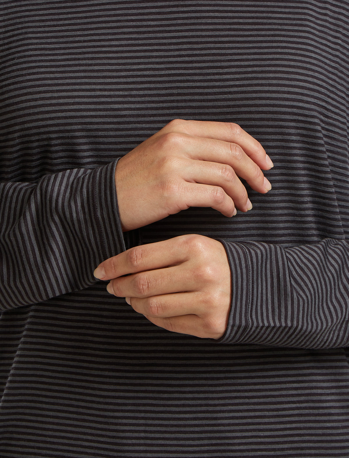 Unisex Merino 150 Long Sleeve T-Shirt Stripe Before dawn/Obsidian - 11