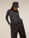 Unisex Merino 150 Long Sleeve T-Shirt Stripe Before dawn/Obsidian - 18