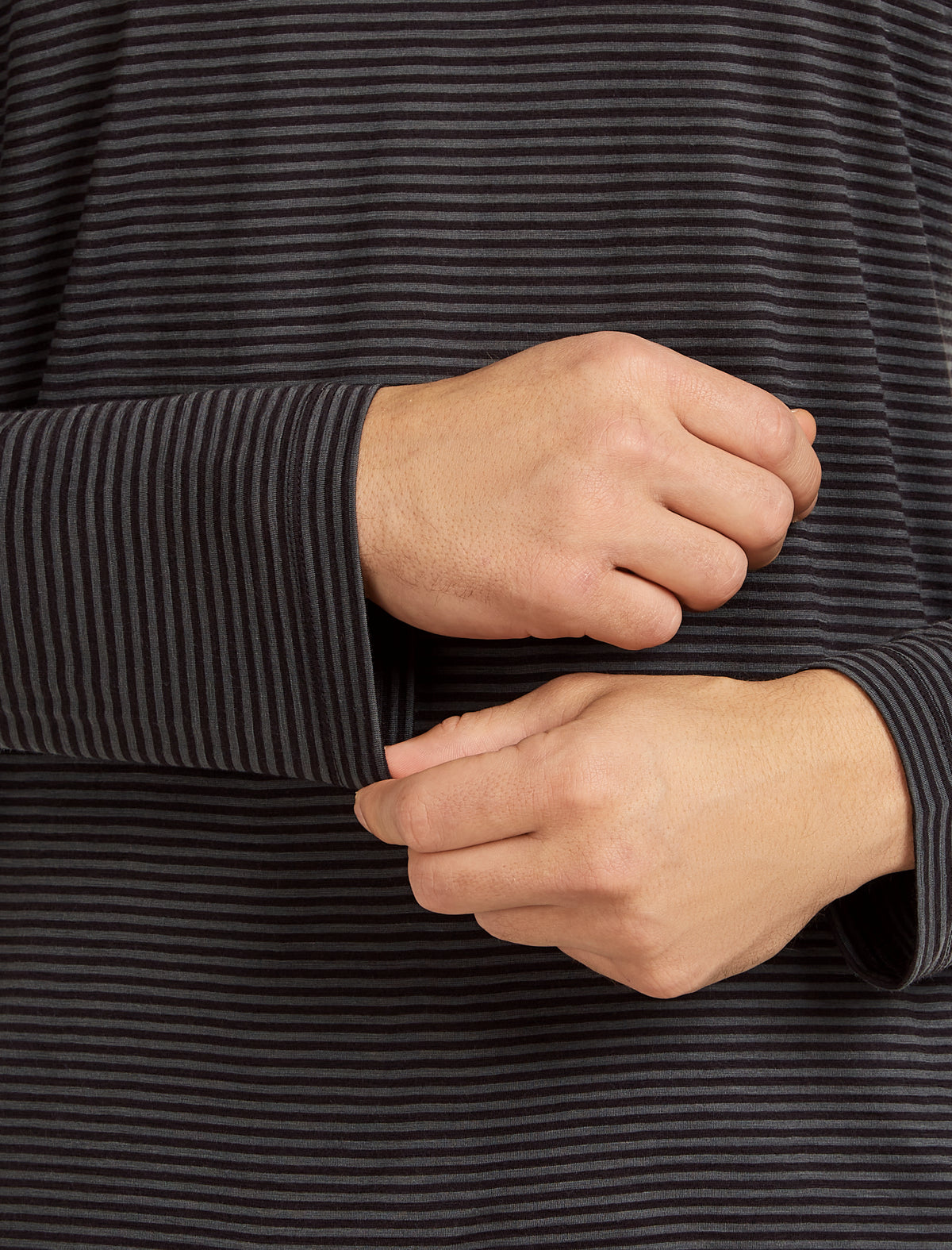 Unisex Merino 150 Long Sleeve T-Shirt Stripe Before dawn/Obsidian - 18