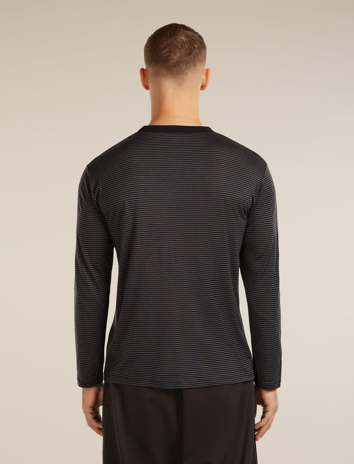 Unisex Merino 150 Long Sleeve T-Shirt Stripe Before dawn/Obsidian - 4