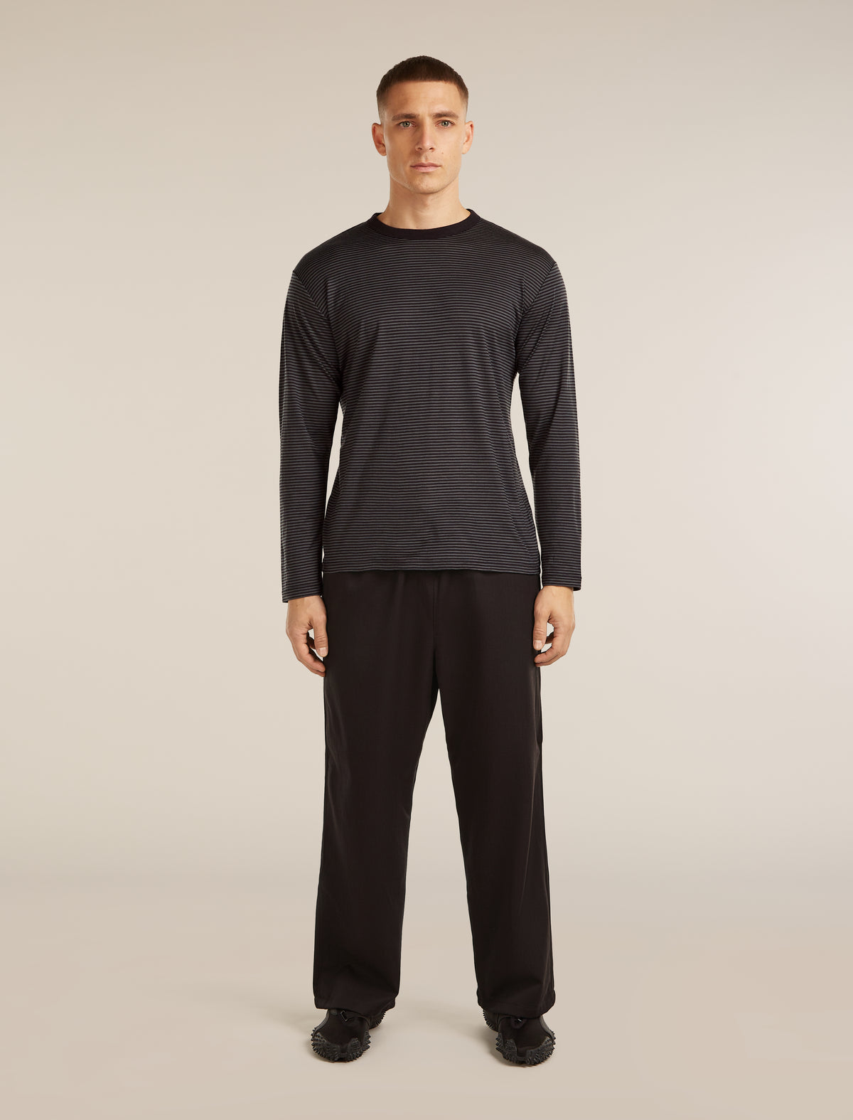 Unisex Merino 150 Long Sleeve T-Shirt Stripe Before dawn/Obsidian - 8