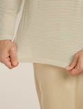 Unisex Merino 150 Long Sleeve T-Shirt Stripe Flagstone/Chalk - 12