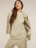 Unisex Merino 150 Long Sleeve T-Shirt Stripe Flagstone/Chalk - 19