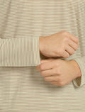 Unisex Merino 150 Long Sleeve T-Shirt Stripe Flagstone/Chalk - 22
