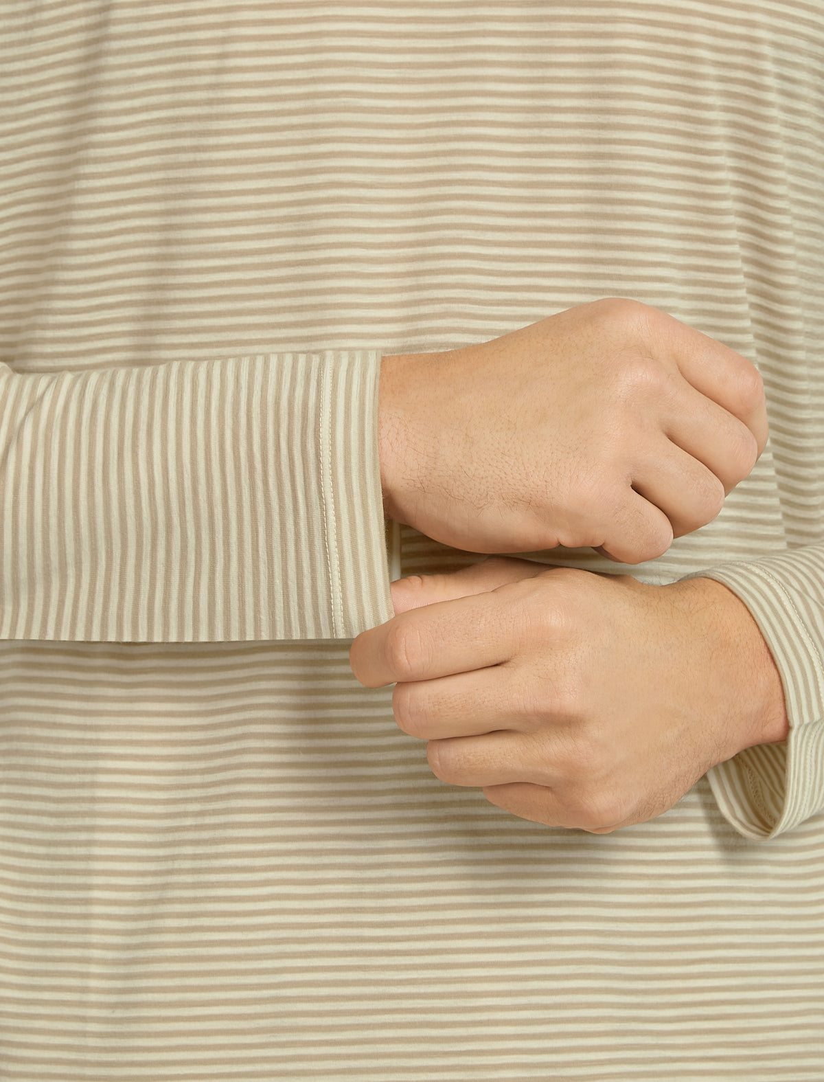 Unisex Merino 150 Long Sleeve T-Shirt Stripe Flagstone/Chalk - 21
