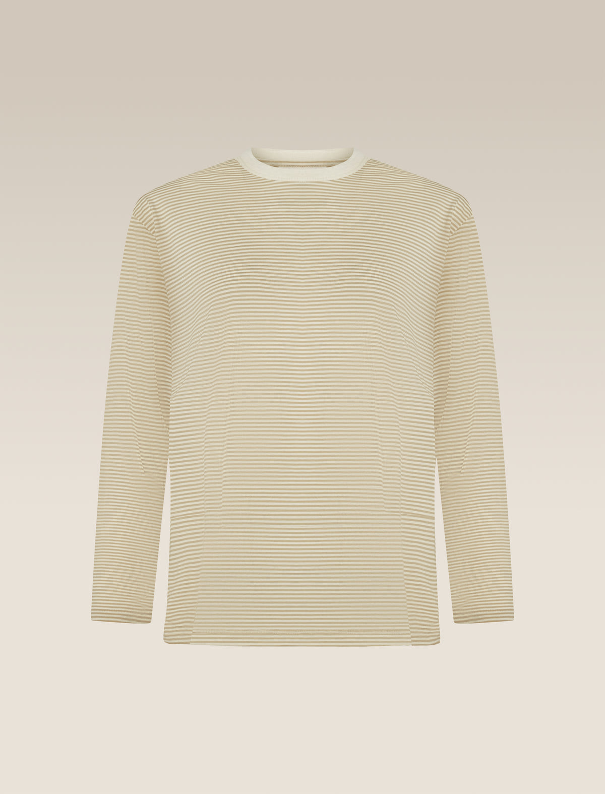 Unisex Merino 150 Long Sleeve T-Shirt Stripe Flagstone/Chalk - 22