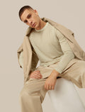 Unisex Merino 150 Long Sleeve T-Shirt Stripe Flagstone/Chalk - 24
