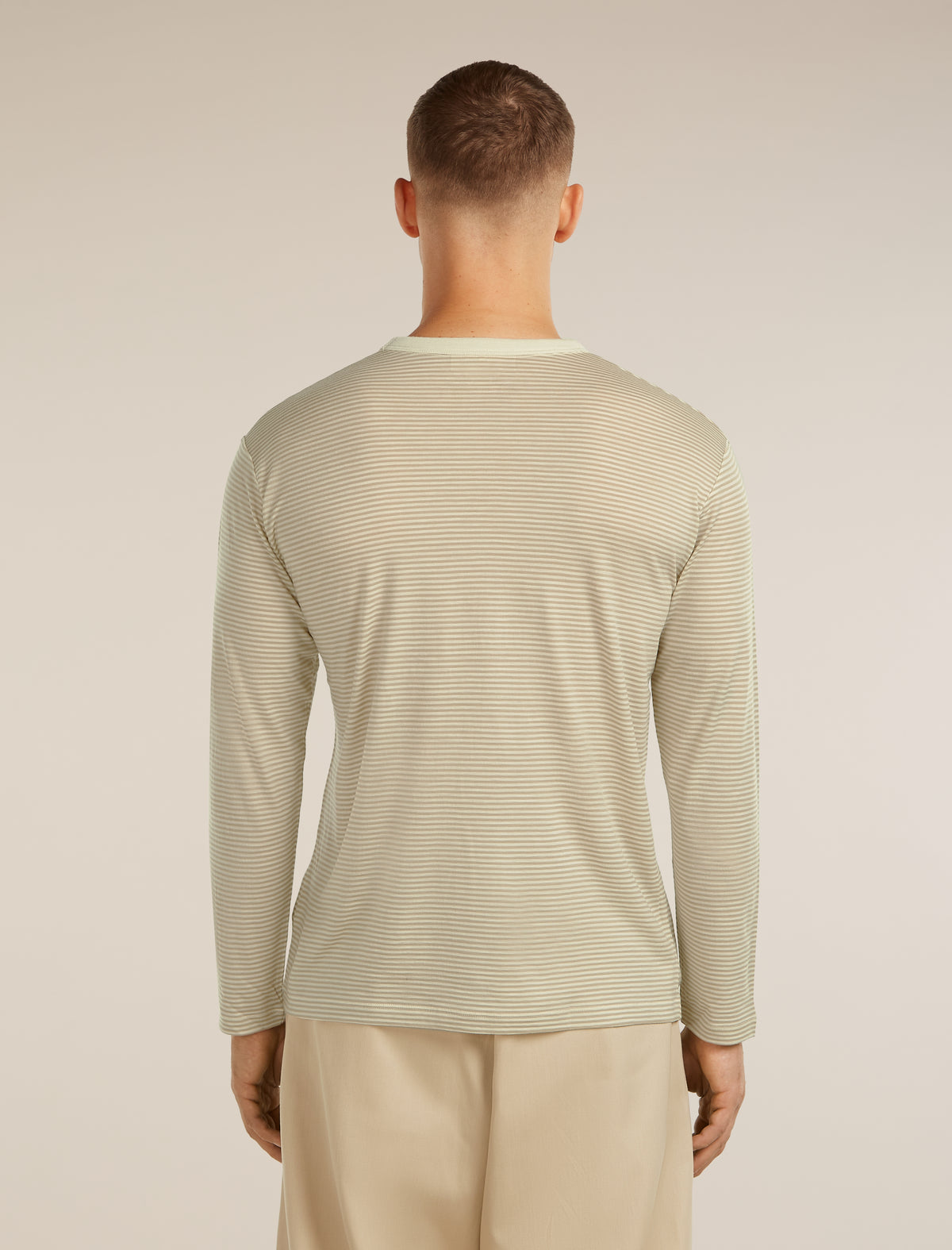 Unisex Merino 150 Long Sleeve T-Shirt Stripe Flagstone/Chalk - 5