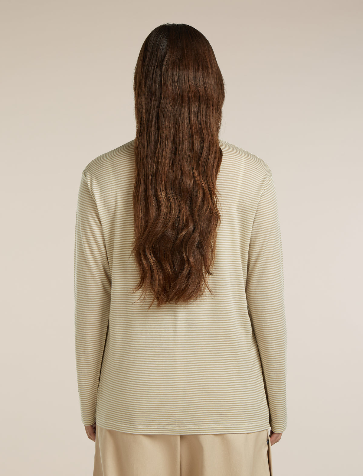 Unisex Merino 150 Long Sleeve T-Shirt Stripe Flagstone/Chalk - 6