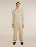 Unisex Merino 150 Long Sleeve T-Shirt Stripe Flagstone/Chalk - 8
