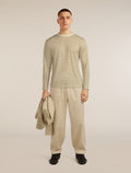 Unisex Merino 150 Long Sleeve T-Shirt Stripe Flagstone/Chalk - 10