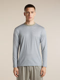 Unisex Merino 150 Long Sleeve T Shirt Stripe Smokey Gry/Zinc Blue - 1