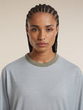 Unisex Merino 150 Long Sleeve T Shirt Stripe Smokey Gry/Zinc Blue - 11
