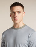 Unisex Merino 150 Long Sleeve T Shirt Stripe Smokey Gry/Zinc Blue - 12