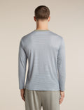 Unisex Merino 150 Long Sleeve T Shirt Stripe Smokey Gry/Zinc Blue - 3