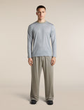 Unisex Merino 150 Long Sleeve T Shirt Stripe Smokey Gry/Zinc Blue - 5