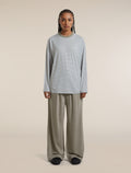 Unisex Merino 150 Long Sleeve T Shirt Stripe Smokey Gry/Zinc Blue - 6