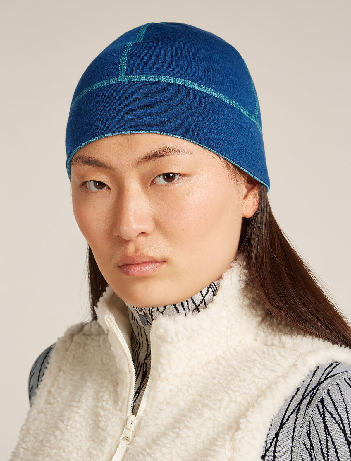 Merino 260 Waffle Knit Wander Reversible Beanie Topaz/Atlantis - 6