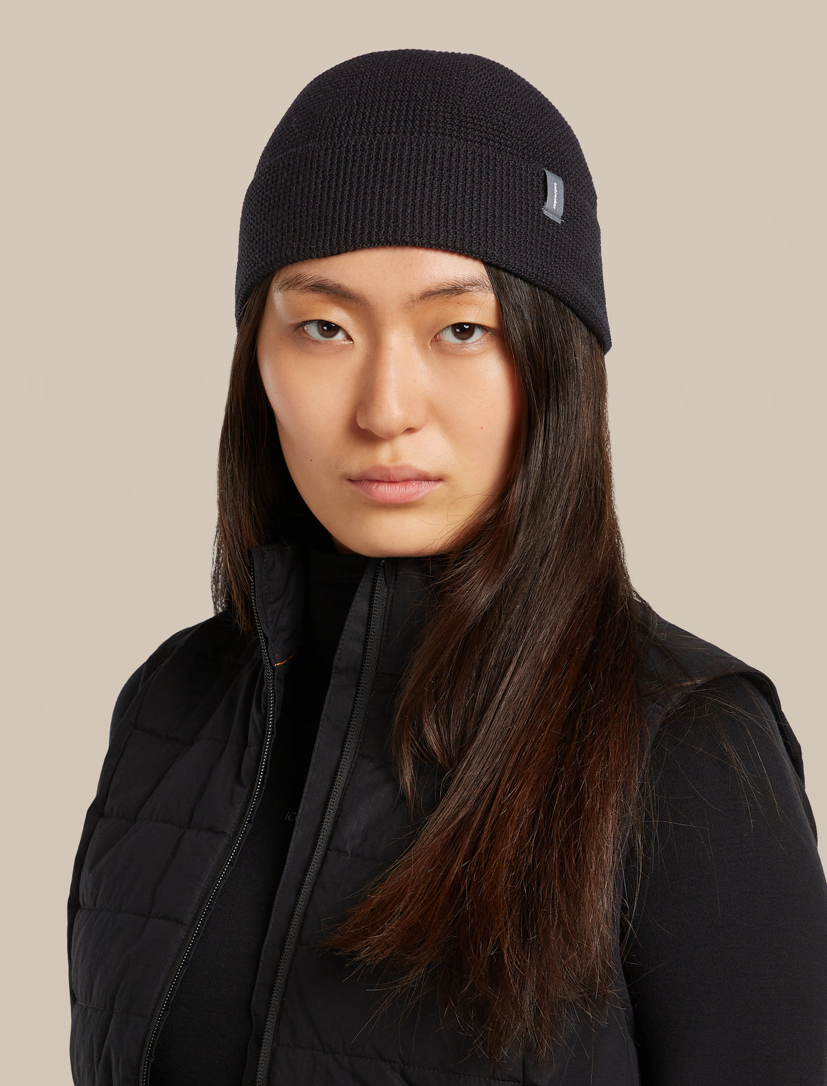 Merino Feadan Cuff Beanie Black - 2